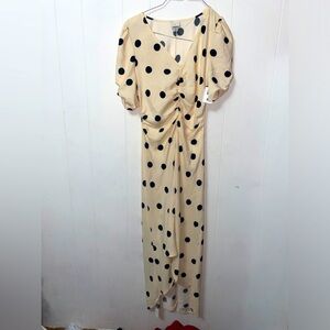 Cream and black polka dot high low dress. A new day target brand.